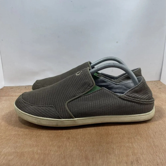 OluKai Nohea Mesh Mens Size 9.5 Olive Green Slip On Walking Beach Loafers Shoes main image 5